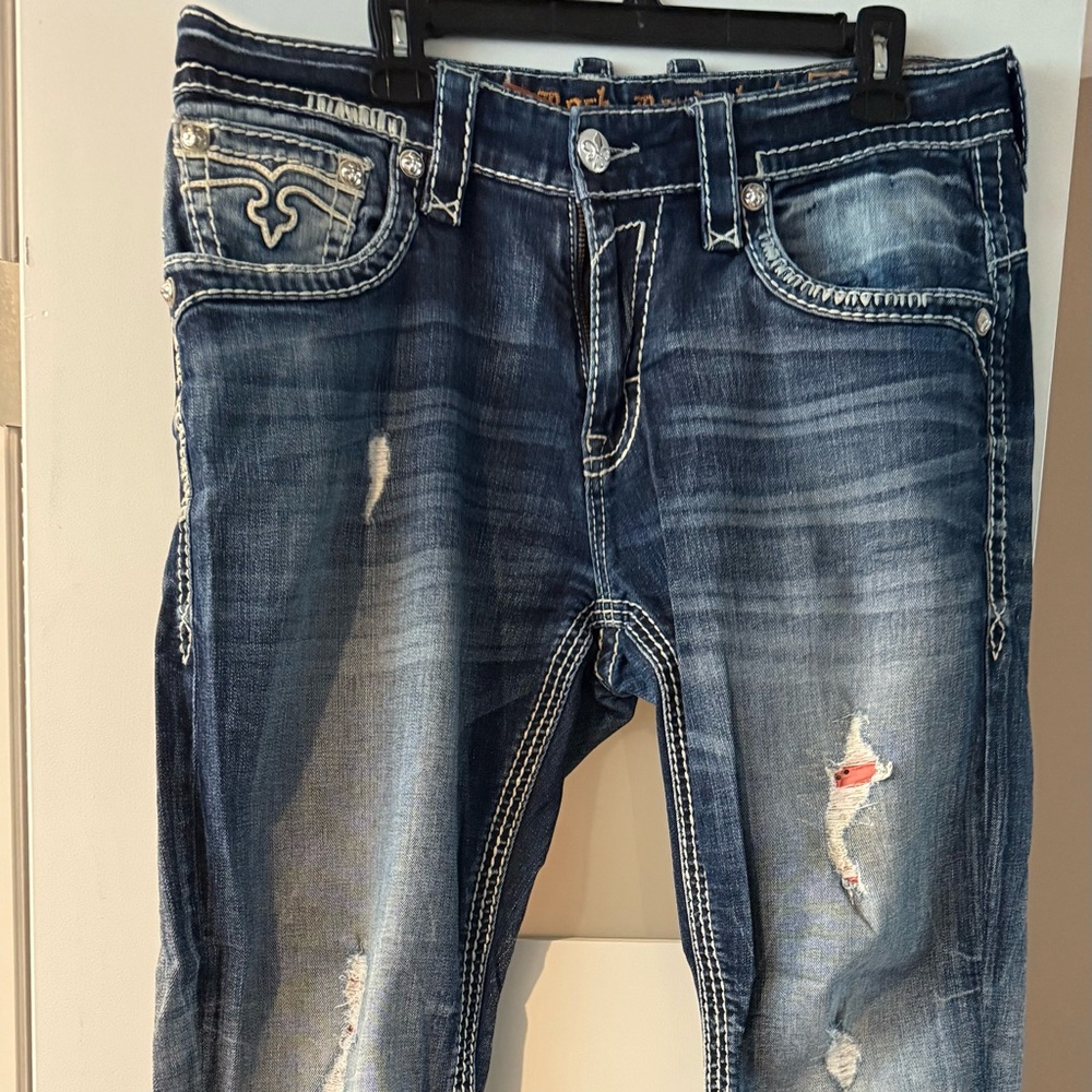 Rock Revival Blue Jeans Distressed W36 X L32 tapered